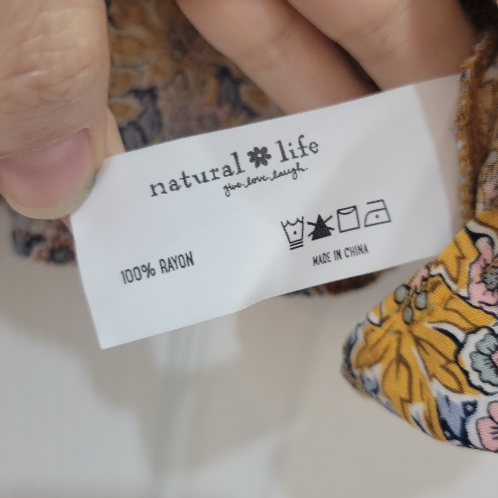 Natural Life Floral Ruffle Smocked Top - Yellow and Blue - Picture 4 of 7